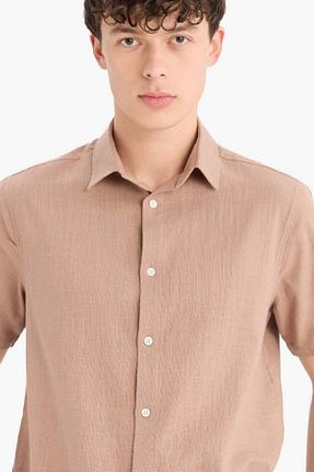 پیراهن قهوه ای مردانه رگولار Defacto - کد 931000786
