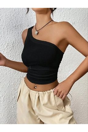بلوز مشکی زنانه Asimetrik Stail Moda - کد 931003059