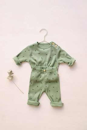 ست بالاتنه و پائین تنه سبز بچه گانه بافت OhlalaKoala - کد 865596006