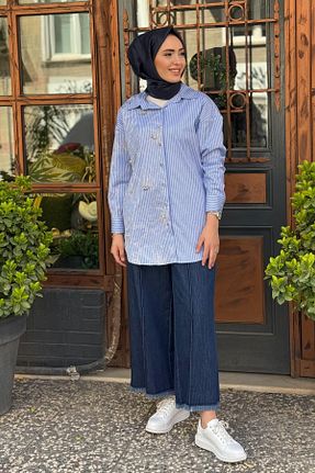 پیراهن حجاب آبی زنانه رگولار Moda İlgi - کد 930987881