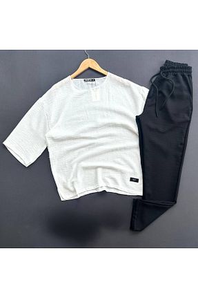 ست بالاتنه و پائین تنه سفید مردانه بافتنی THEGENTMAN - کد 931016214