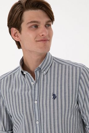 پیراهن آبی مردانه یقه ایستاده U.S. Polo Assn. - کد 931011419