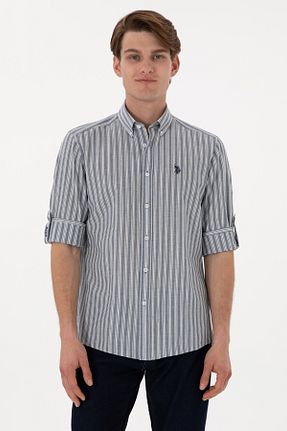 پیراهن آبی مردانه یقه ایستاده U.S. Polo Assn. - کد 931011419