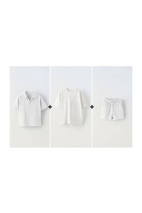 ست بالاتنه و پائین تنه سفید بچه گانه جین MİNİKO KİDS - کد 931015295