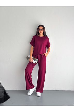 ست گرمکن زرشکی زنانه پنبه - پلی استر - الاستین Lady Doll - کد 931026962