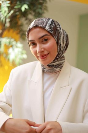 روسری قهوه ای پنبه پلی استر İpekhan - کد 931061474