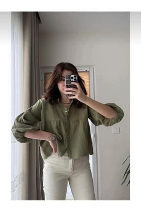 پیراهن سبز زنانه کراپ EGELİMODA - کد 931067147