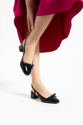 کفش پاشنه بلند کلاسیک مشکی زنانه چرم لاکی Getcho - کد 931064092