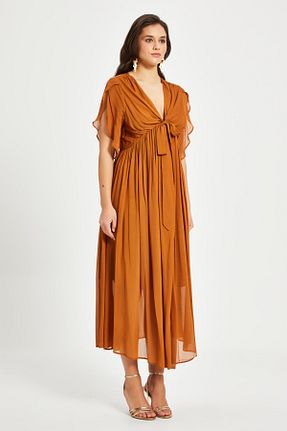 لباس قهوه ای زنانه بافتنی Serpil - کد 931074174