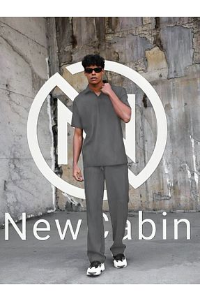 ست بالاتنه و پائین تنه طوسی مردانه بافتنی NewCabin - کد 931220227