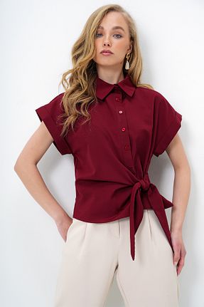 پیراهن زرشکی زنانه رگولار Trend Alaçatı Stili - کد 929619115