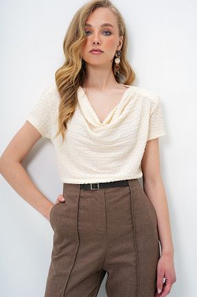 بلوز بژ زنانه ساده Trend Alaçatı Stili - کد 929625023