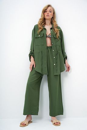 ست بالاتنه و پائین تنه خاکی زنانه بافتنی Trend Alaçatı Stili - کد 929619112