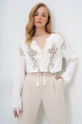 بلوز نباتی زنانه ساده Trend Alaçatı Stili - کد 126766697