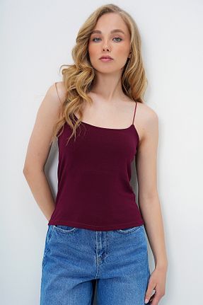 بلوز زرشکی زنانه ساده Trend Alaçatı Stili - کد 930942857