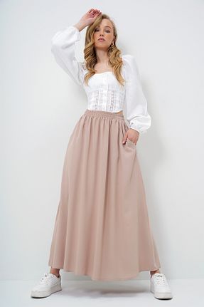 دامن بژ زنانه بافتنی Trend Alaçatı Stili - کد 930942926