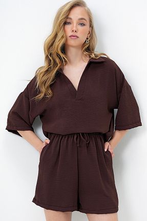 ست بالاتنه و پائین تنه قهوه ای زنانه بافتنی Trend Alaçatı Stili - کد 930998154