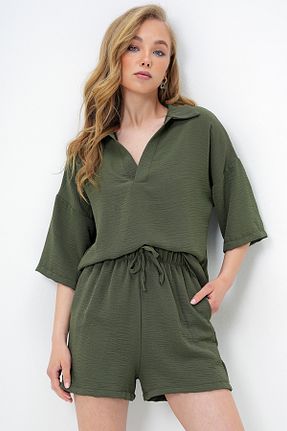 ست بالاتنه و پائین تنه خاکی زنانه بافتنی Trend Alaçatı Stili - کد 930998158