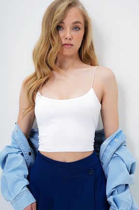 بلوز سفید زنانه ساده Trend Alaçatı Stili - کد 85962423