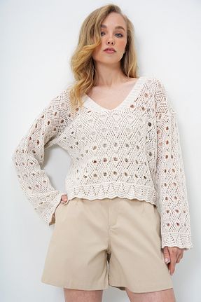 بلوز بژ زنانه Ajurlu Trend Alaçatı Stili - کد 930942662