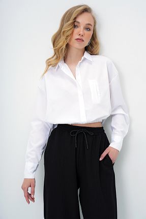 پیراهن سفید زنانه ریلکس فیت Trend Alaçatı Stili - کد 930942928