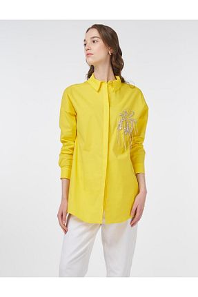 پیراهن حجاب زرد زنانه رگولار Kayra - کد 931105665