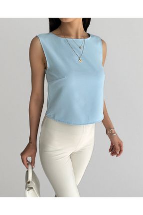 بلوز آبی زنانه ساده Caddebostan Moda - کد 931108180