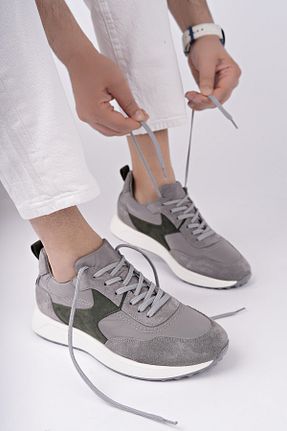کفش اسنیکر طوسی مردانه چرم اصل Muggo - کد 929911276