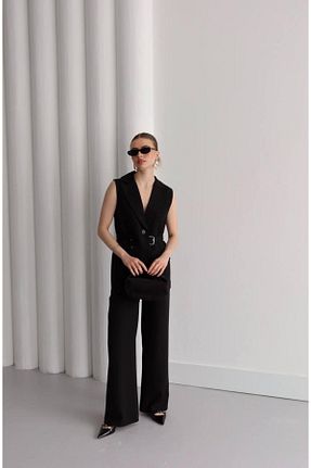 ست بالاتنه و پائین تنه مشکی زنانه بافتنی MODA - کد 931142122