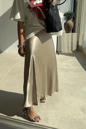 دامن رنگی زنانه ساتن ELVAN TOLON - کد 931143267