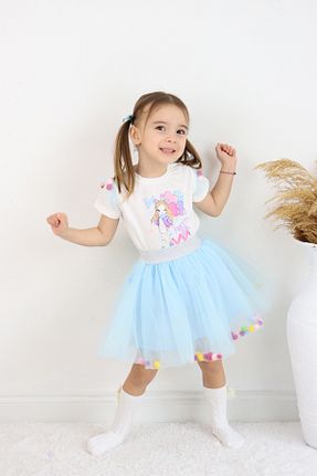 ست بالاتنه و پائین تنه آبی بچه گانه بافت ESİLA KİDS - کد 905384267