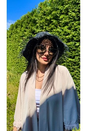 کلاه مشکی زنانه حصیر Luminos Butik - کد 920511147