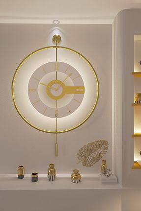 ساعت دیواری طلائی 50 * 75 MetaQuartz Aksesuar - کد 745980474