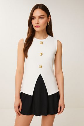 بلوز سفید زنانه ساده Ahsenbutik - کد 928633732
