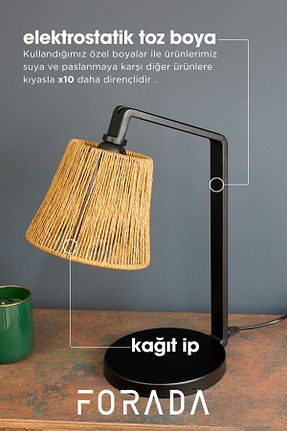 چراغ مطالعه / رومیزی مشکی فلزی Forada Home & Style - کد 926377075