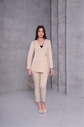 ست بالاتنه و پائین تنه بژ زنانه بافتنی MODA PARLA VALENTİ - کد 931235144