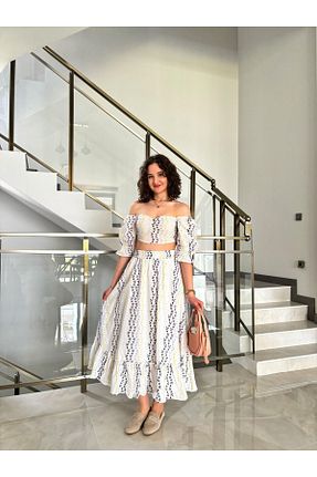 ست بالاتنه و پائین تنه سفید زنانه پنبه ای Butik - کد 931209221