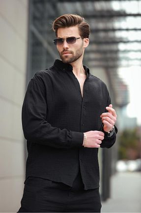 پیراهن مشکی مردانه رگولار Madmext - کد 931213633