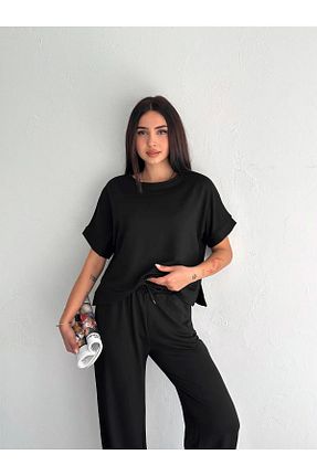 ست بالاتنه و پائین تنه مشکی زنانه بافت VESS MODA - کد 931212538