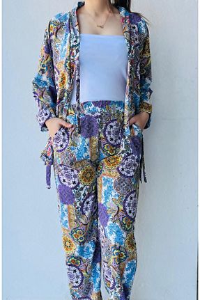 کیمونو و کافتان رنگی زنانه ویسکون LAVİN GİYİM - کد 930939525
