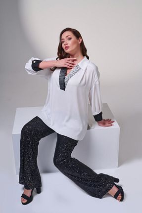 پیراهن سایز بزرگ سفید زنانه سایز بزرگ DE WHITES - کد 931233754