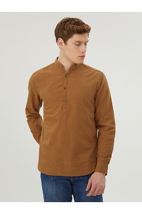 پیراهن قهوه ای مردانه رگولار Loft - کد 248230156