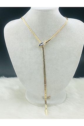 گردنبند جواهر زرد زنانه برنجی DS DİAMONDSHOP - کد 931235351