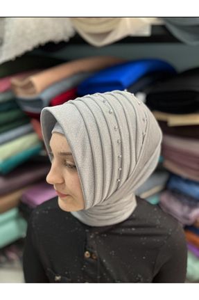 روسری طوسی پنبه ای Gülnur tasarım - کد 931251177
