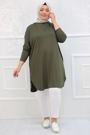 تونیک سایز بزرگ خاکی زنانه بافتنی Eslina - کد 735005037