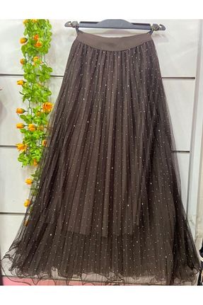 دامن قهوه ای زنانه پارچه THULIA - کد 931304547