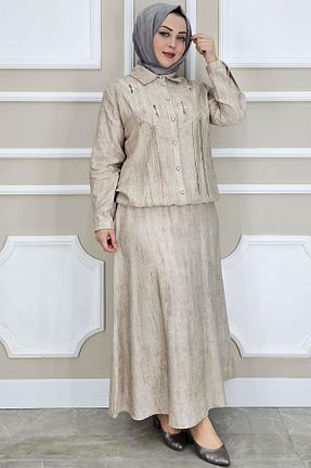 ست بالاتنه و پائین تنه حجاب بژ زنانه رگولار PYS - کد 931302944