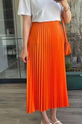 دامن نارنجی زنانه ساتن Stil Sepeti - کد 931265297