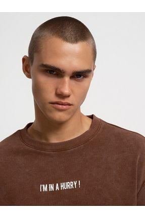 سوئیشرت قهوه ای مردانه ساده Loft - کد 776887972