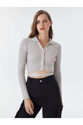 بلوز طوسی زنانه ساده Loft - کد 683007025